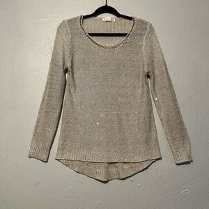 Agaci Agaci Womone‎ s Open Knit Long Sleeve Shimmer Pullover Sparkly Blouse Sz M